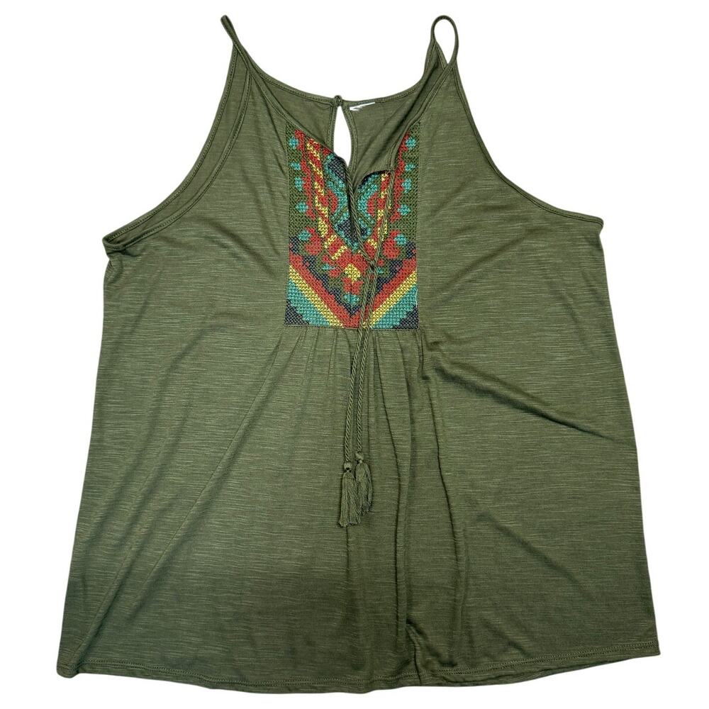 Boho Embroidered Tank Top | Size XL